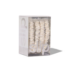 Pure Silk Skinny Scrunchies Set of 4 - White, , large, image3