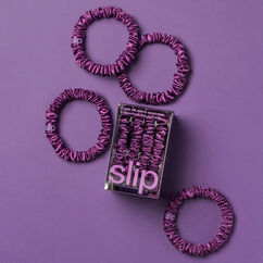 Pure Silk Skinny Scrunchies - Dark Purple, , large, image4