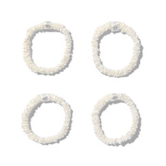 Pure Silk Skinny Scrunchies Set of 4 - White, , large, image2