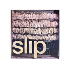 Pure Silk Skinny Scrunchies - Various Colours, BLACK, PINK, CARAMEL, large, image3