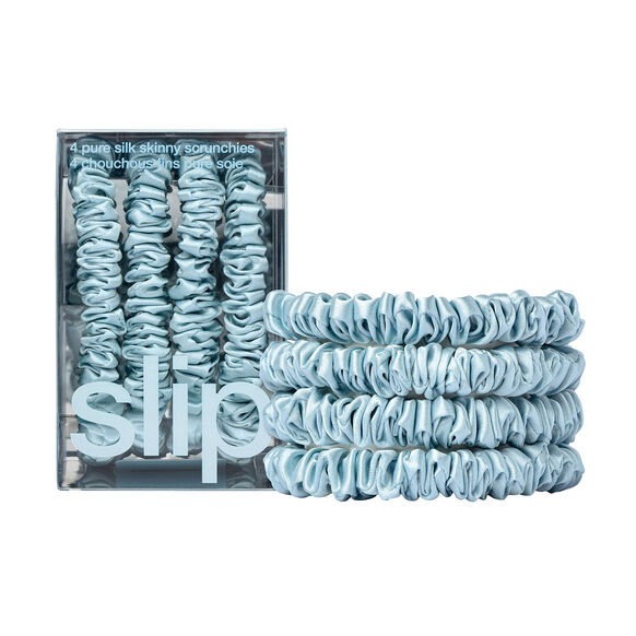 Pure Silk Skinny Scrunchies - Sky Blue, , large, image1