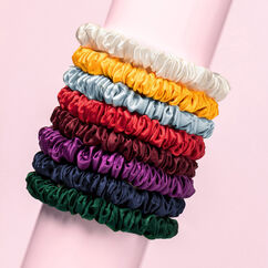 Pure Silk Skinny Scrunchies - Dark Purple, , large, image5