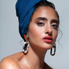 Classic Blue Stretch Turban, , large, image3