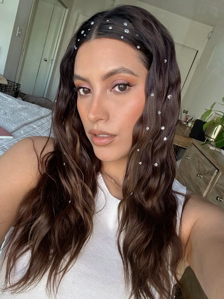 Rhinestone gem festival hairstyle Rhinestone gem festival hairstyle