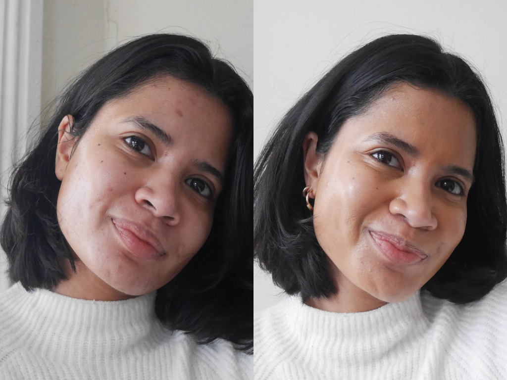 Hanitra before and after NARS Light Reflecting Foundation | Space NK Hanitra before and after NARS Light Reflecting Foundation | Space NK
