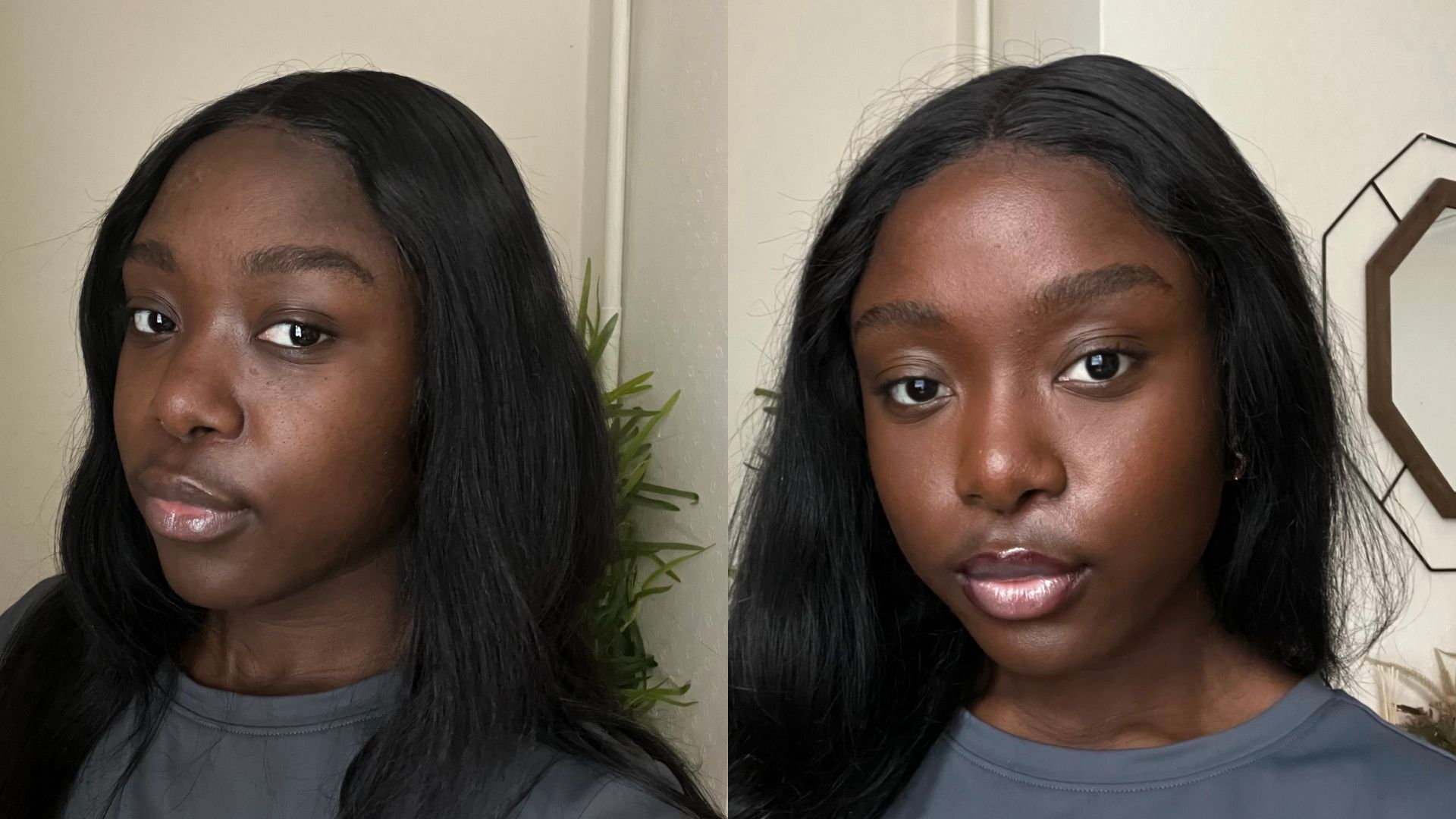 Tanya before and after using Milk Makeup Hydro Grip Gel Tint | Space NK Tanya before and after using Milk Makeup Hydro Grip Gel Tint | Space NK